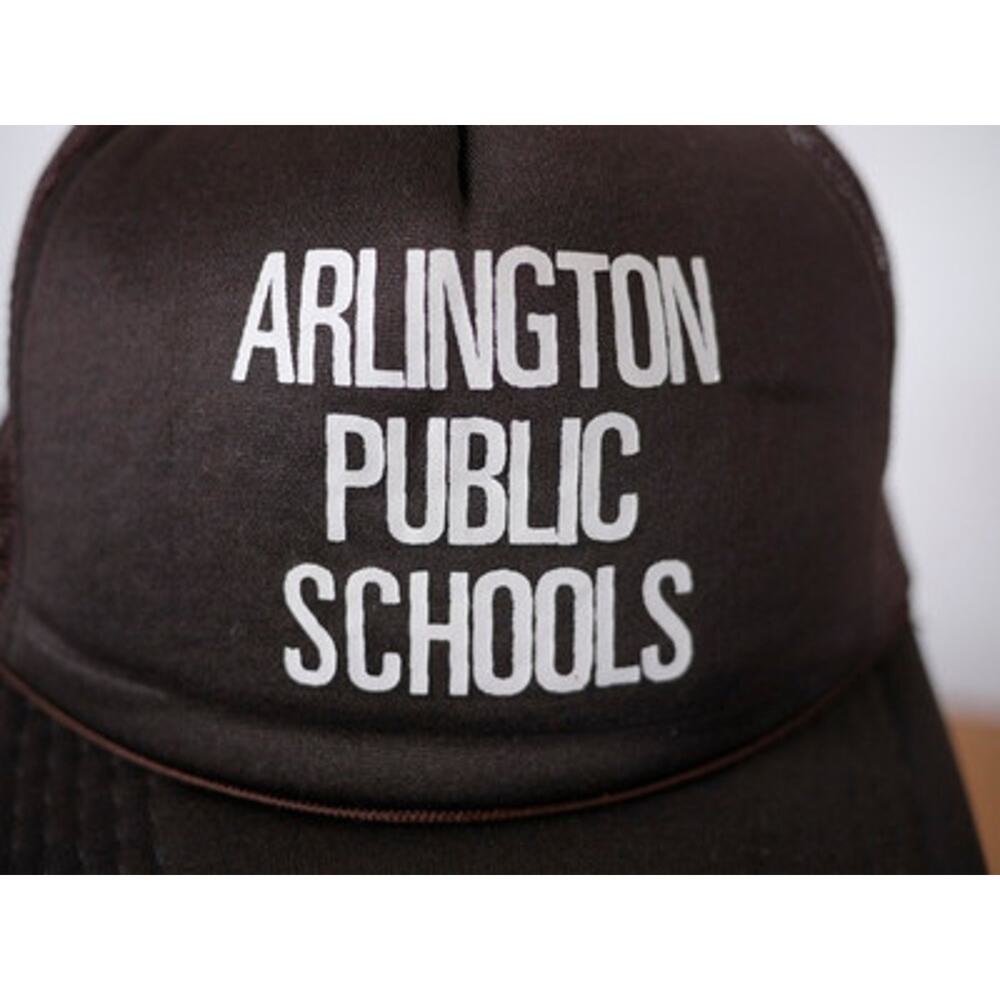 Vintage ARLINGTON PUBLIC SCHOOLS Dark Brown Mesh Trucker Cap Hat One Size Adjust